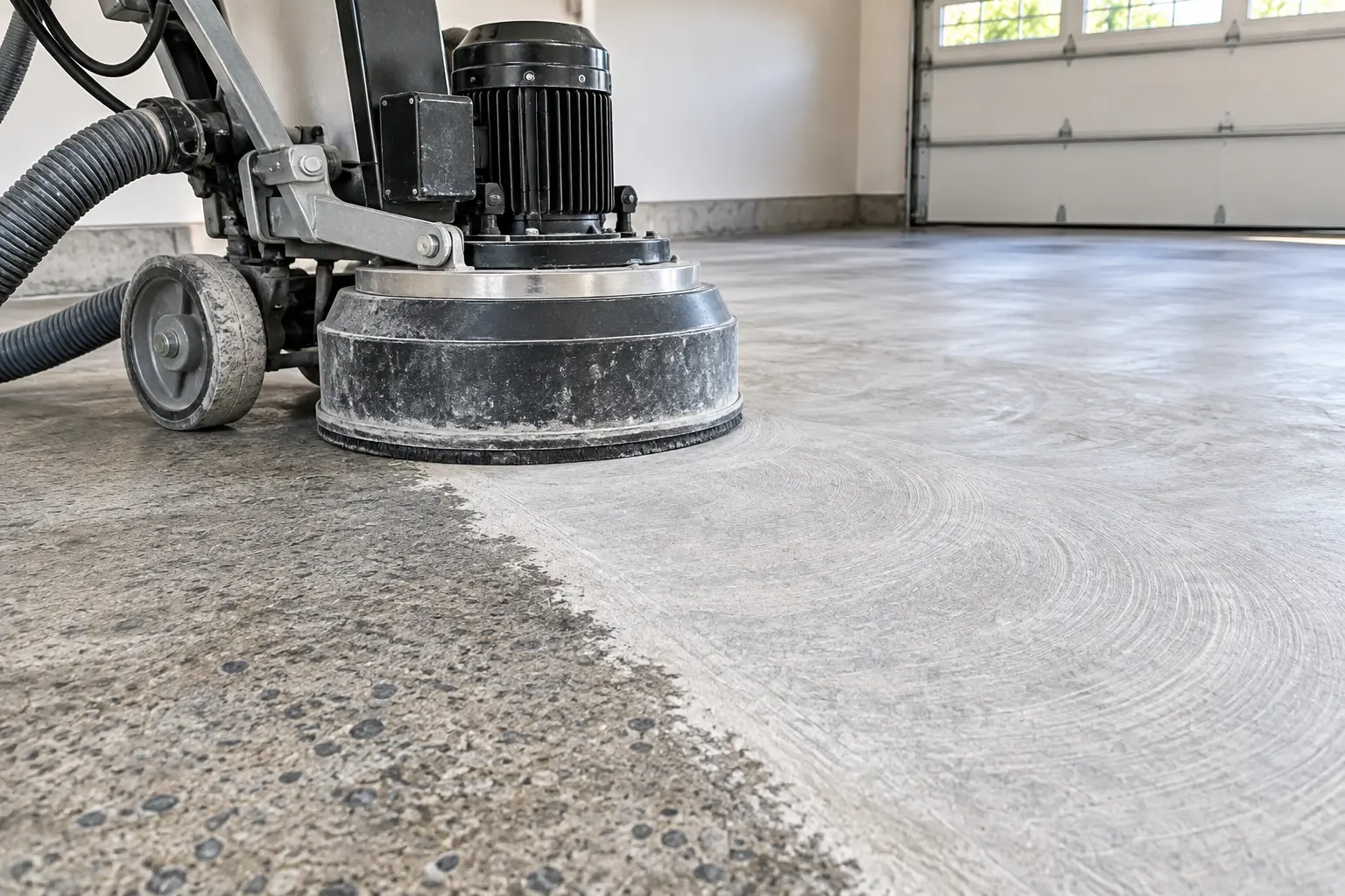 Illustration of profiled concrete transitioning to decorative coating
